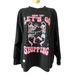 SIMPLY SOUTHERN Let’s Go Shopping Skeleton Graphic Long Sleeve Sweatshirt Size S